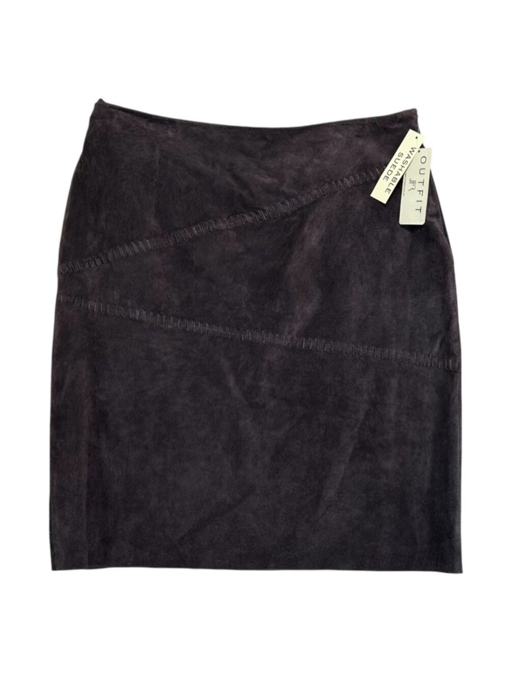 Deadstock Outfit JPR Leather 16 Women Suede Brown Skirt Y2K 90s Stitch Detail We